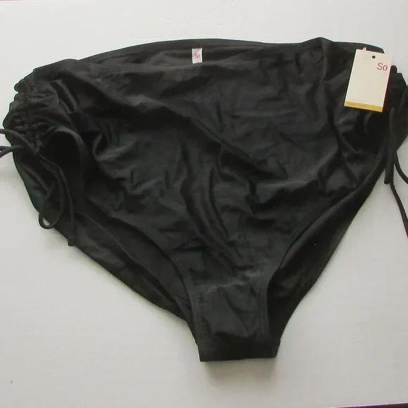 SO Ruched Side High Waist Bikini Bottom Black Juniors Plus Size 3X NWT - Picture 4 of 6